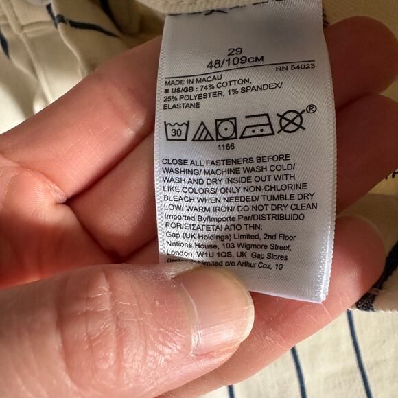 Banana Republic Mid Rise Cream & Navy Striped Skinny Jeans - Picture 6 of 8